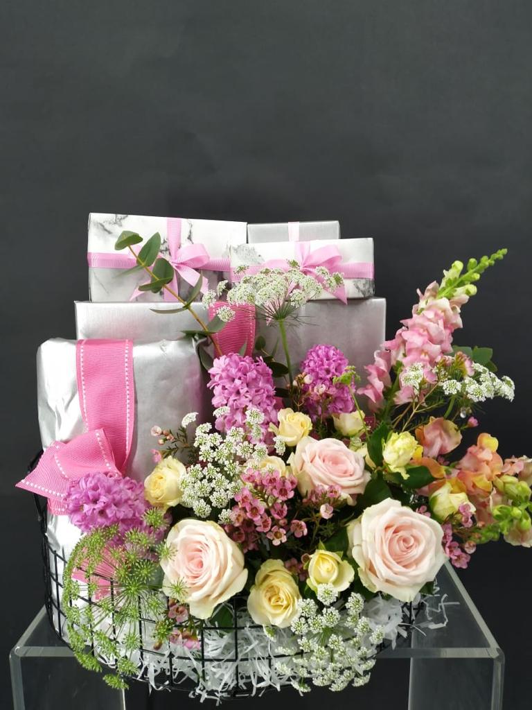 Flowers gift with gift wrapping