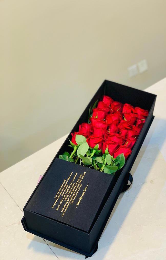 Box Arrangements With Red Roses