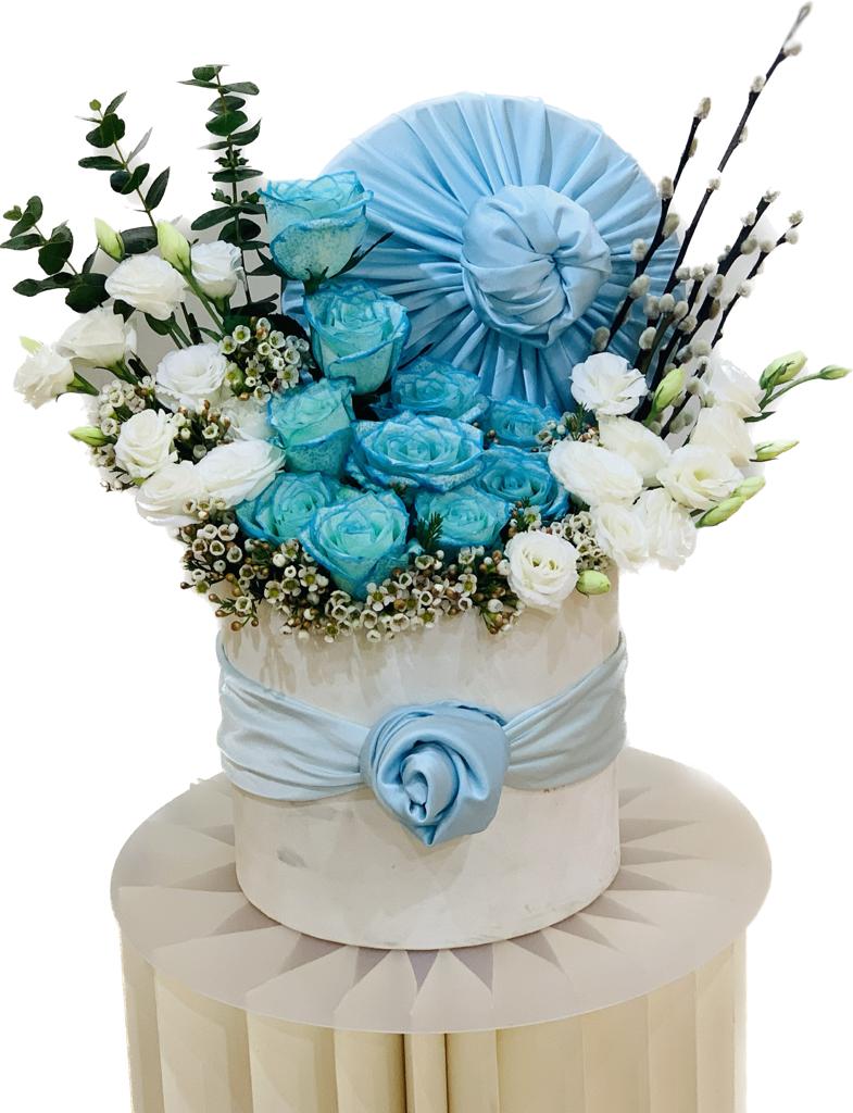 تنسيق الزهور الزرقاء