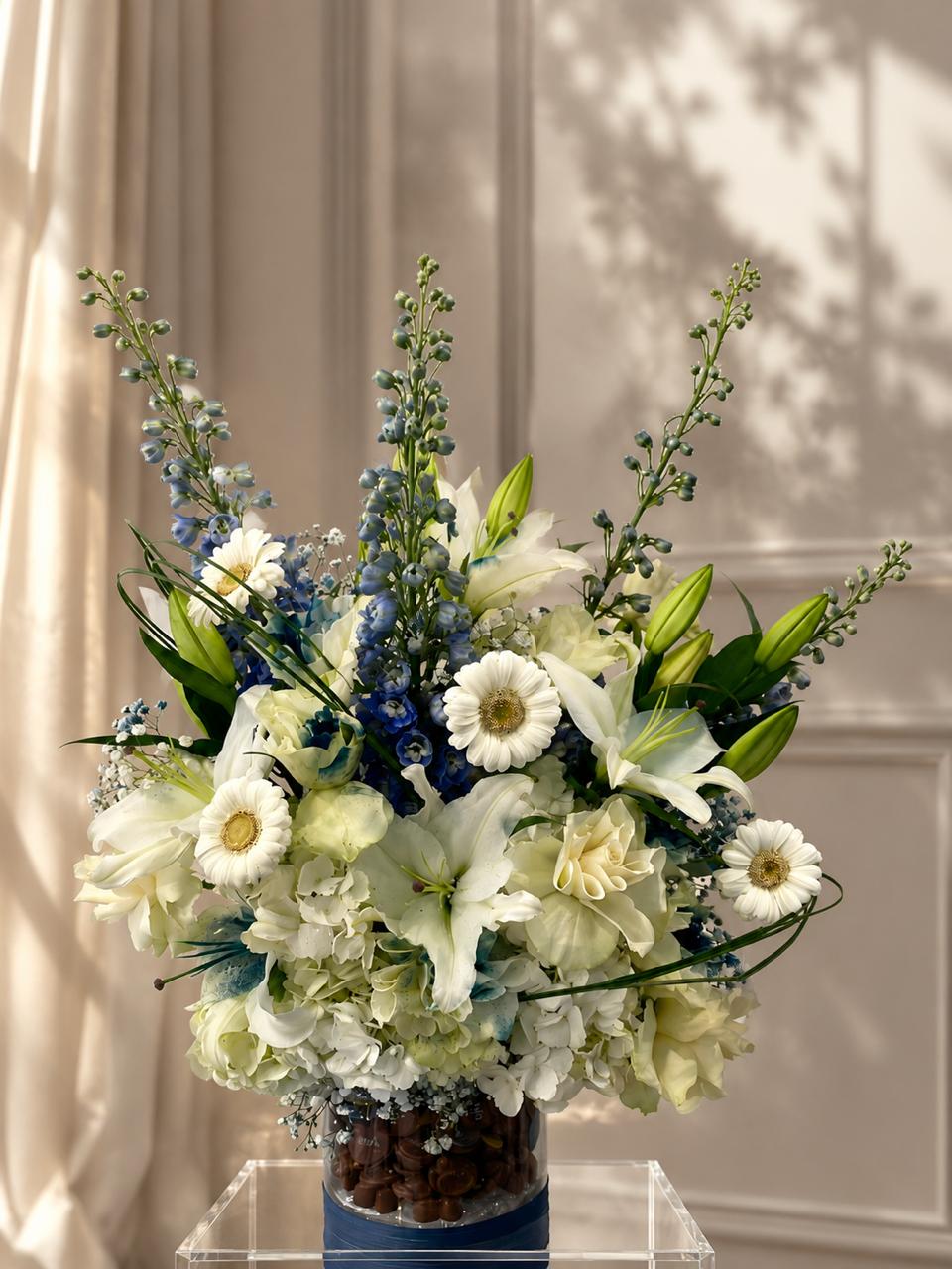 flower vase with chocolate